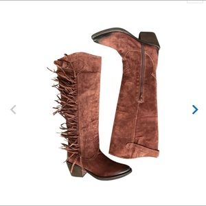 Leather Fringe Boots Carlos Santana—New w/ Tag 8.5